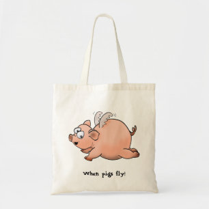 Tote Bag Dessin de dessin animé d'un cochon avec ailes vol