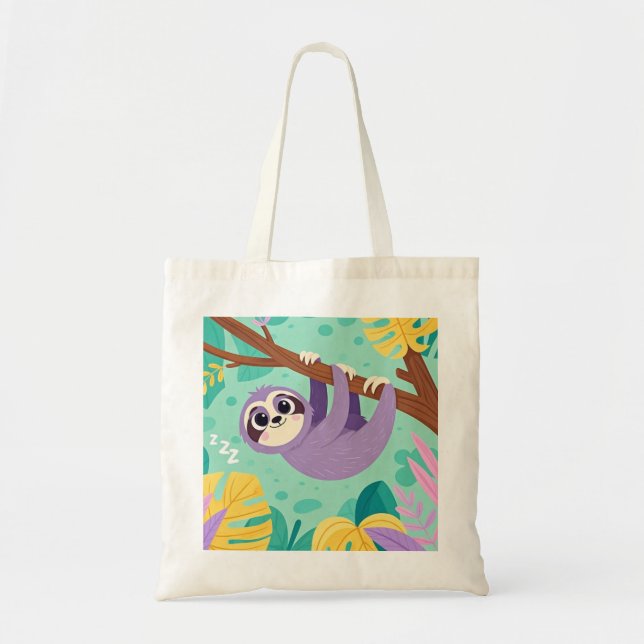 Tote Bag Dessin de dessin suspendu à l'envers d'une branche (Devant)