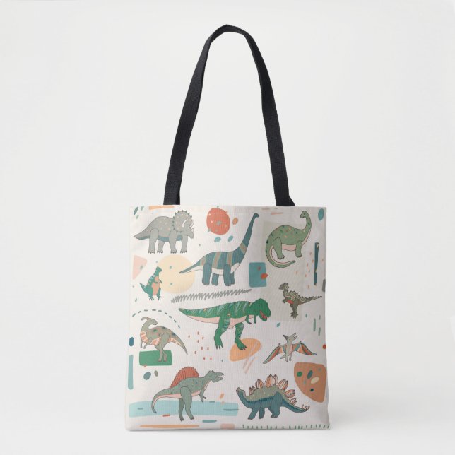 Tote Bag Dessin de Dinosaur : jeu d'illustrations vintage. (Devant)