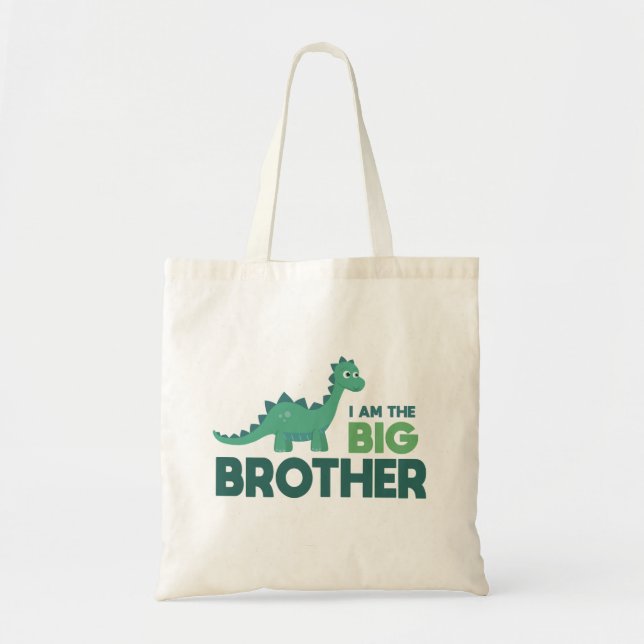 Tote Bag Dessin de dinosaure mignon grand frère garçon (Devant)