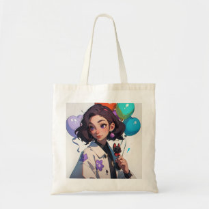 Tote Bag Dessin De Fille Portant Un Animal De Compagnie Et 