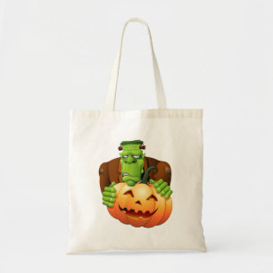 Tote Bag Dessin de Frankenstein Monster avec Citrouille