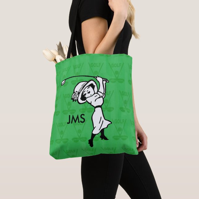 Tote Bag Dessin de golf féminin personnalisé (De près)