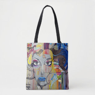 Tote Bag Dessin de graffiti américain Peinture Écriture