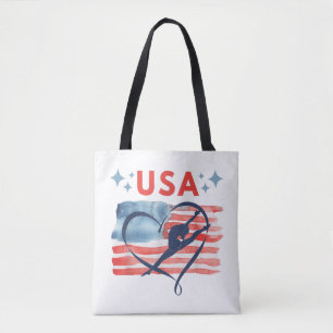 Tote Bag Dessin de gymnastique de drapeau américain patriot