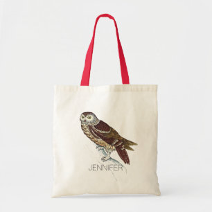 Tote Bag Dessin de hibou Brown