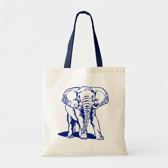 Tote Bag Dessin de la ligne bleue Eléphant de la Marine (Devant)