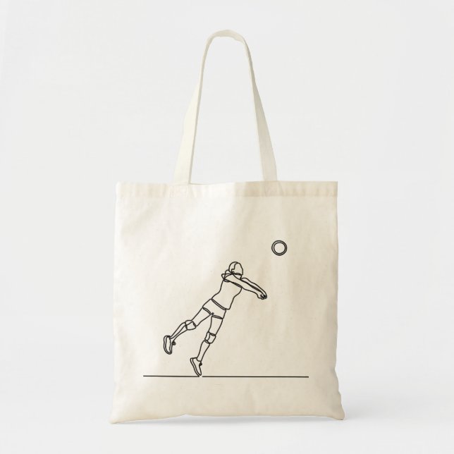 Tote Bag dessin de la ligne libérale de volleyball (Devant)