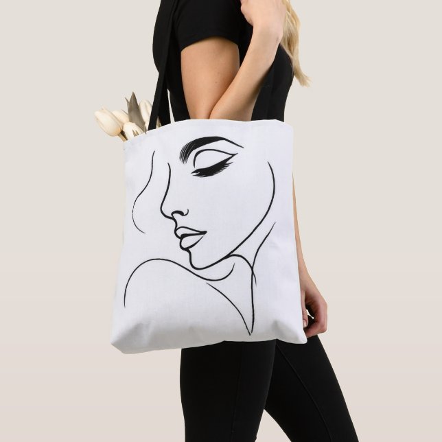 Tote Bag Dessin de ligne face (De près)