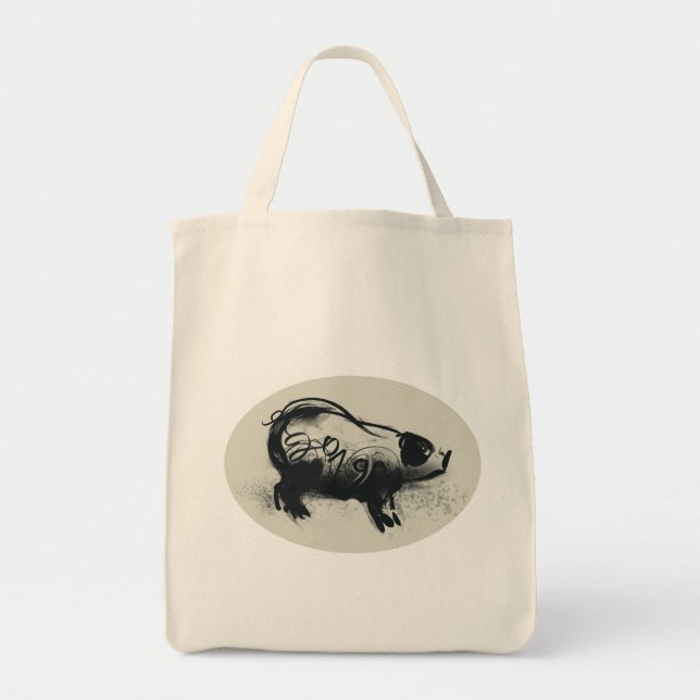Tote Bag Dessin de porc original avec 2019 (Devant)