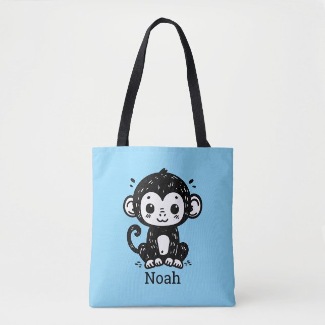 Tote Bag Dessin de Singe Bébé mignon - Kawaii Nursery Art (Devant)