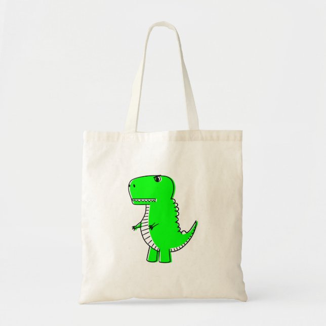 Tote Bag Dessin Dinosaure Vert (Devant)