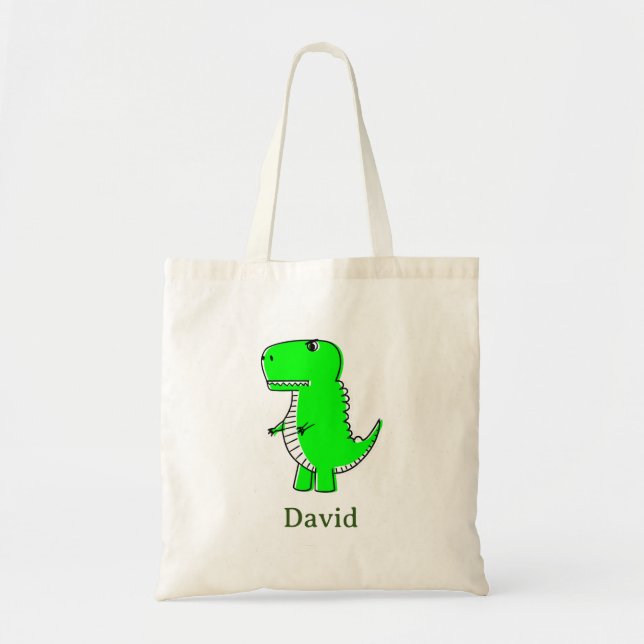 Tote Bag Dessin Dinosaure Vert (Devant)