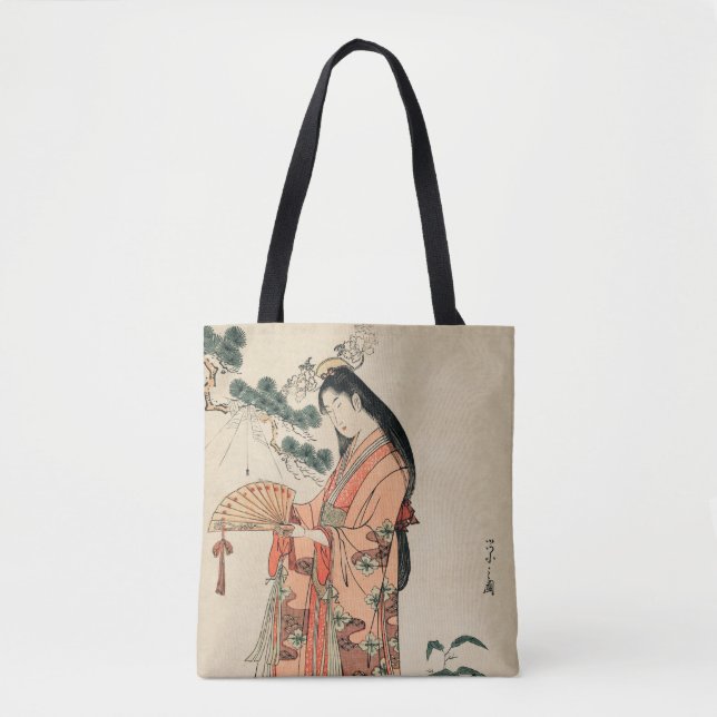 Tote Bag Dessin en bois ancien d'une femme japonaise (Devant)