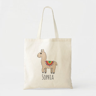 Tote Bag Dessin et nom des jeunes filles jote Rainbow Llama