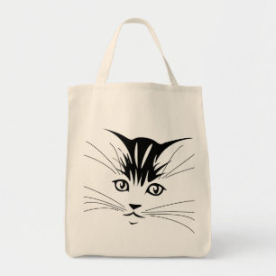 Tote Bag Dessin face de chat