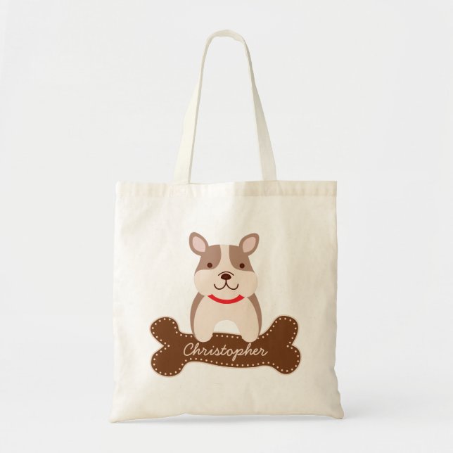 Tote Bag Dessin Français Bulldog mignon Chien de Chien de C (Devant)