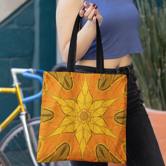 Tote Bag Dessin Mandala Fleur Jaune (Créateur téléchargé)