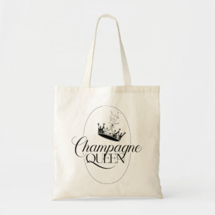 Tote Bag Dessin ovale de la Reine de Champagne avec couronn
