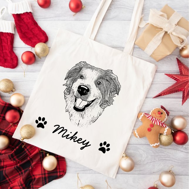 Tote Bag Dessin personnalisé du chien berger australien (Créateur téléchargé)