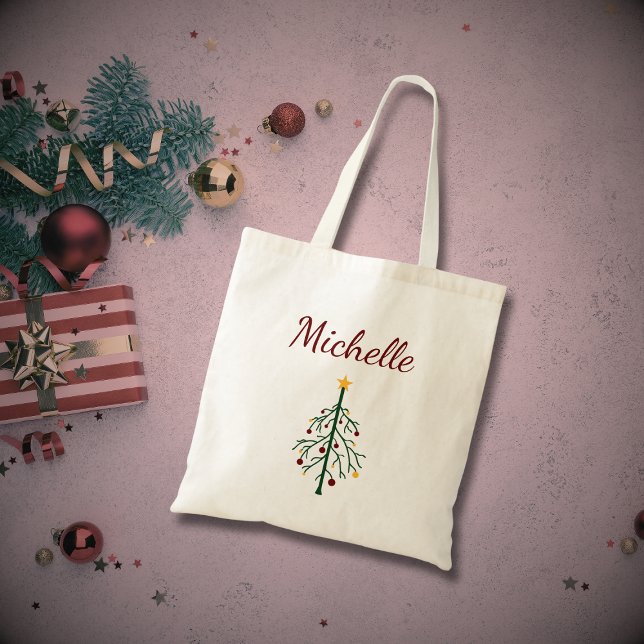 Tote Bag Dessin personnalisé Retro Christmas Tree Lights (Créateur téléchargé)