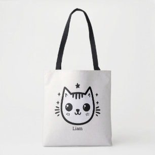Tote Bag Dessin pour enfants Noir et blanc Minimaliste