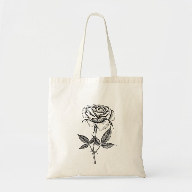 Tote Bag dessin rose (Devant)