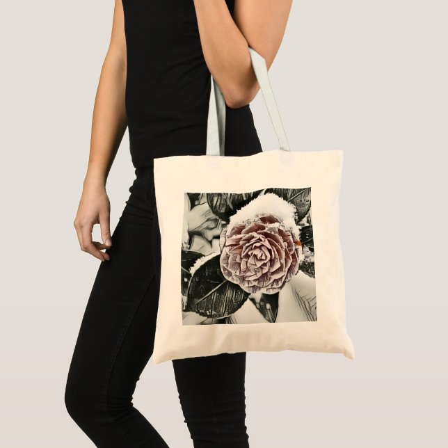 Tote Bag Dessin Rose de neige congelée (Devant (produit))