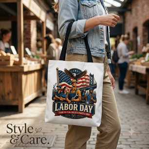 Tote Bag Dessin vintage d'aigle de la fête du Travail patri