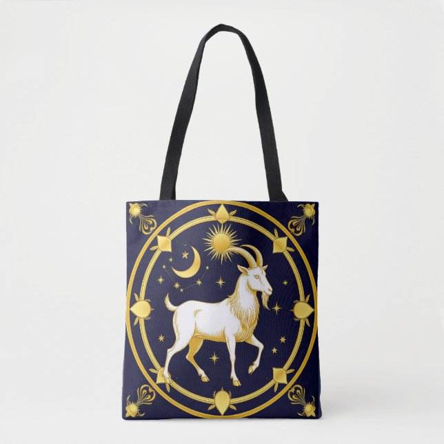 Tote Bag Dessin Zodiaque Capricorne Doré (Devant)