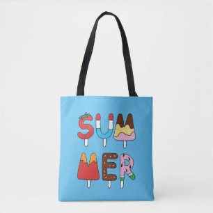 Tote Bag Dessiner à la main des gâteaux d'été multicolo