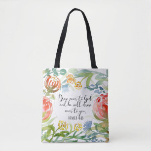 Tote Bag Dessinez près de Dieu James 4:8