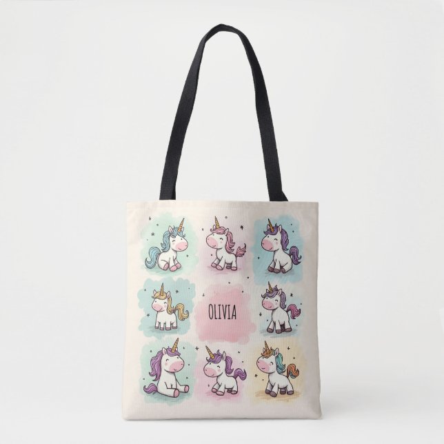 Tote Bag Dessins Licorne Mignons et Fantaisistes (Devant)