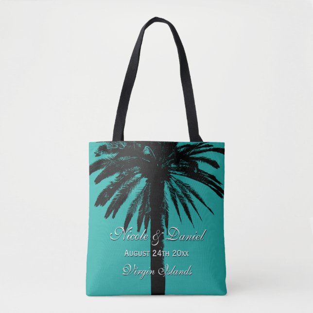 Tote Bag Destination de mariage de la plage de palmiers tro (Devant)