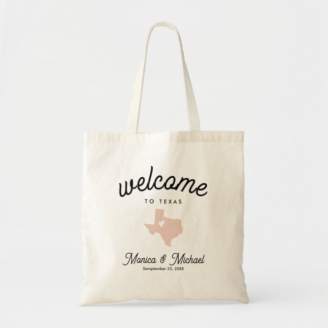 Tote Bag Destination TEXAS Mariage N'IMPORTE QUELLE COULEUR (Devant)