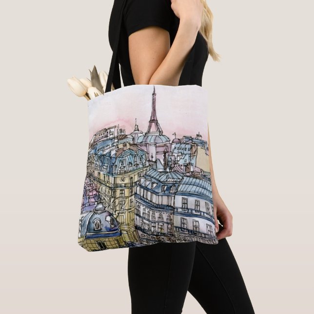 Tote Bag Destinations | Aquarelle Tour Eiffel & Paris (De près)
