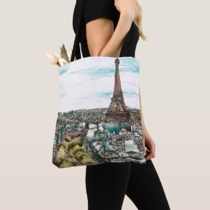 Tote Bag Destinations Tour Eiffel Vintage à Paris