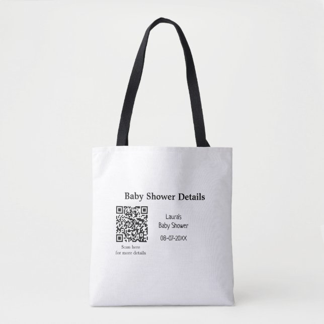 Tote Bag DÉTAILS DU baby shower QR SCAN CODE RU MODERNE MIN (Devant)