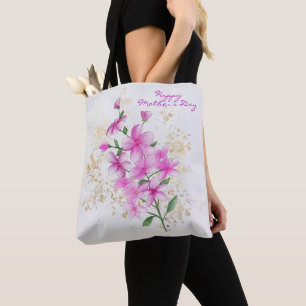 Tote Bag Détails sur les fleurs roses Gold   Bonne fête des