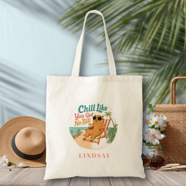 Tote Bag Détendez-vous comme si vous n'aviez pas de facture (Chill Like You Got No Bill — Beach Capybara Tote Bag)