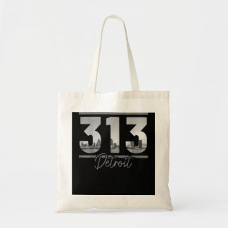 Tote Bag Detroit 313 Indicatif régional Skyline Michigan Vi