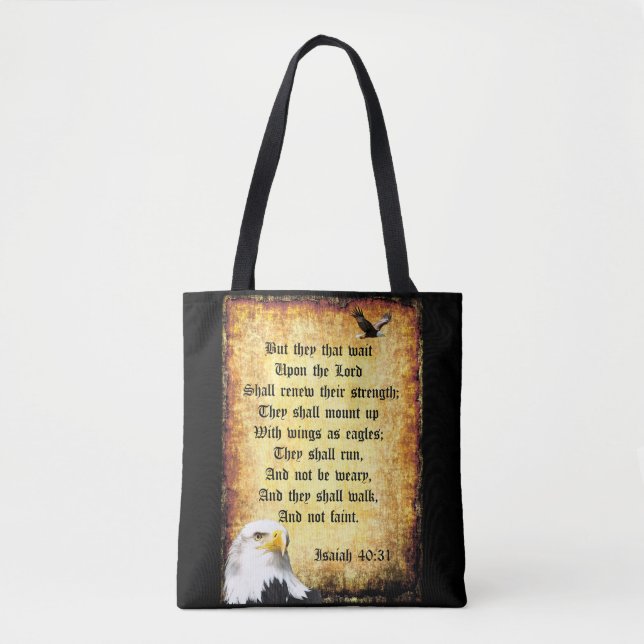 Tote Bag Deux aigles avec Ésaïe 40:31 (Devant)