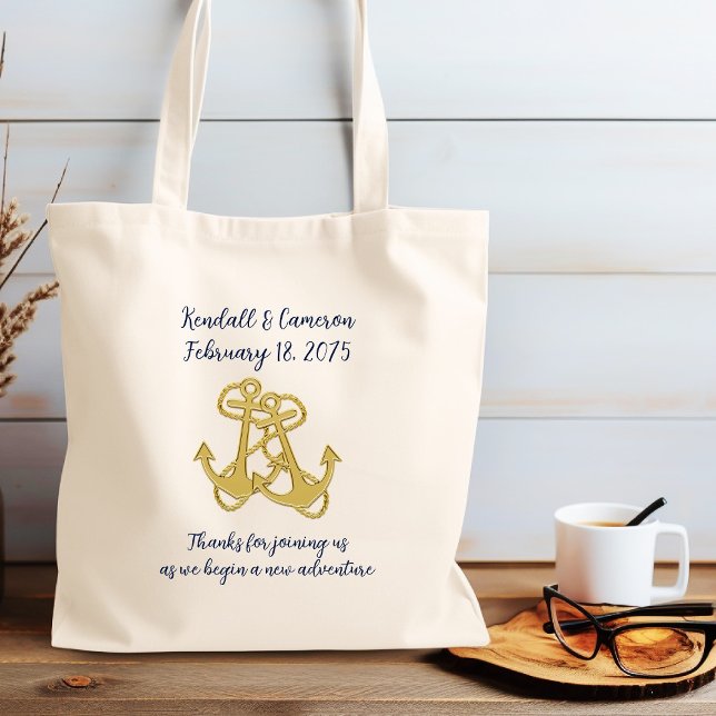 Tote Bag Deux Ancres Bateaux de Mariage embarqué nautique d (Créateur téléchargé)