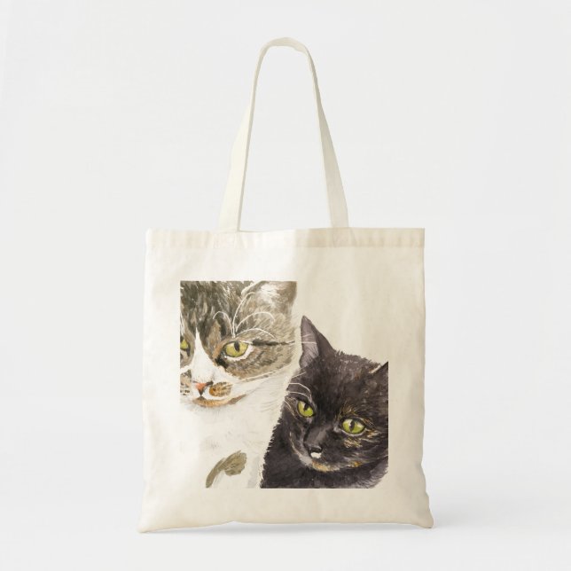 Tote Bag Deux chats - tabby et tortie (Devant)
