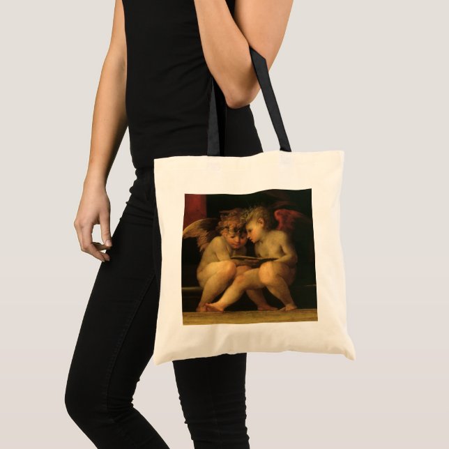 Tote Bag Deux chérubins lisant par Rosso Fiorentino, Anges (Devant (produit))