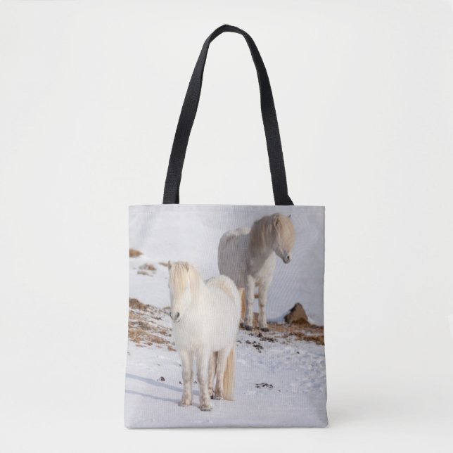 Tote Bag Deux chevaux islandais blancs (Devant)