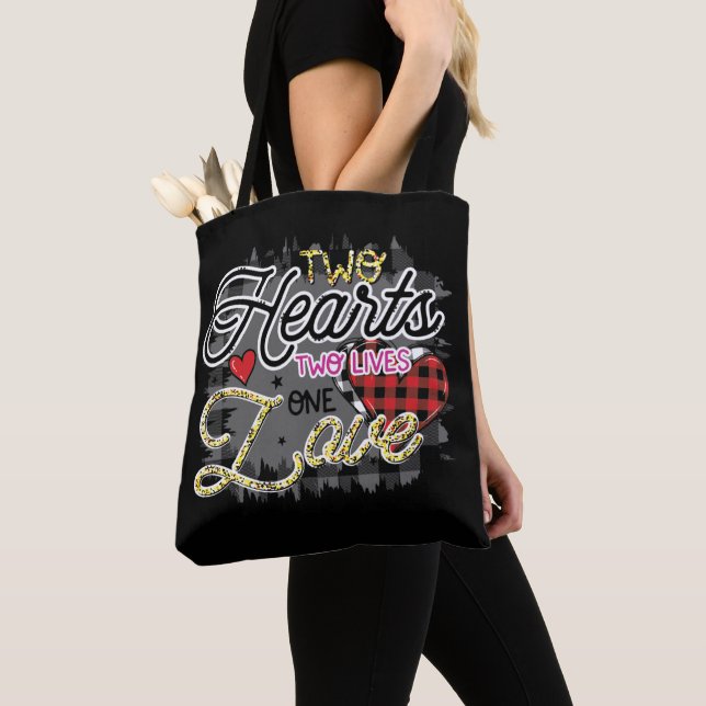 Tote Bag Deux coeurs Deux vies Un amour, Saint Valentin (De près)