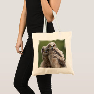 Tote Bag Deux grands hiboux à cornes de bébé