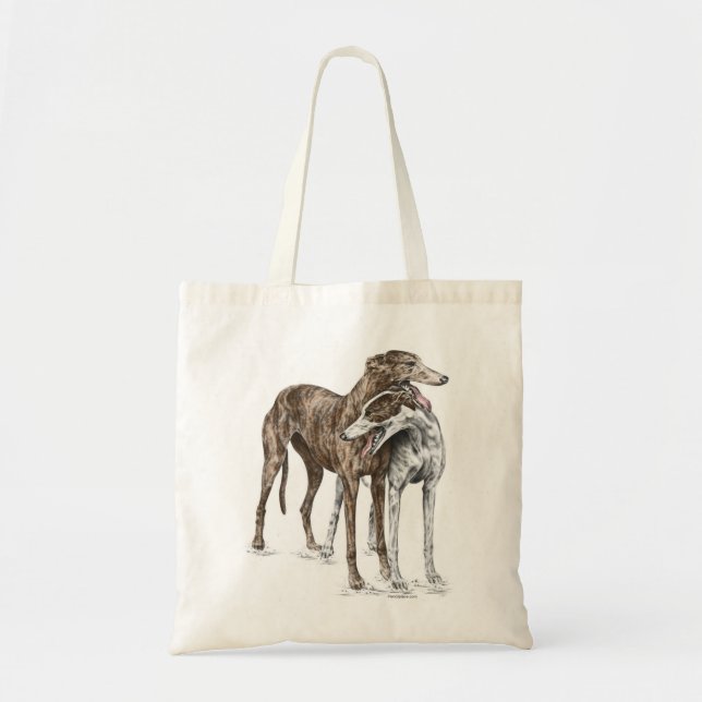 Tote Bag Deux Greyhound Friends Dog Art (Devant)