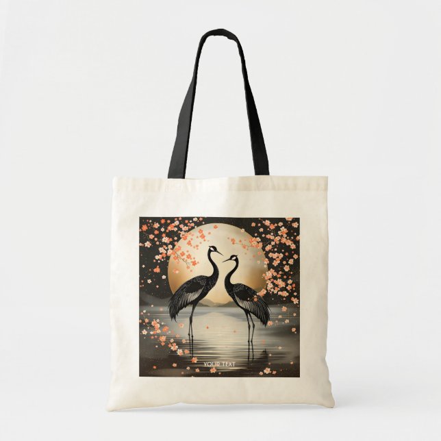 Tote Bag Deux grues noires Fantasy Mignonnes (Devant)